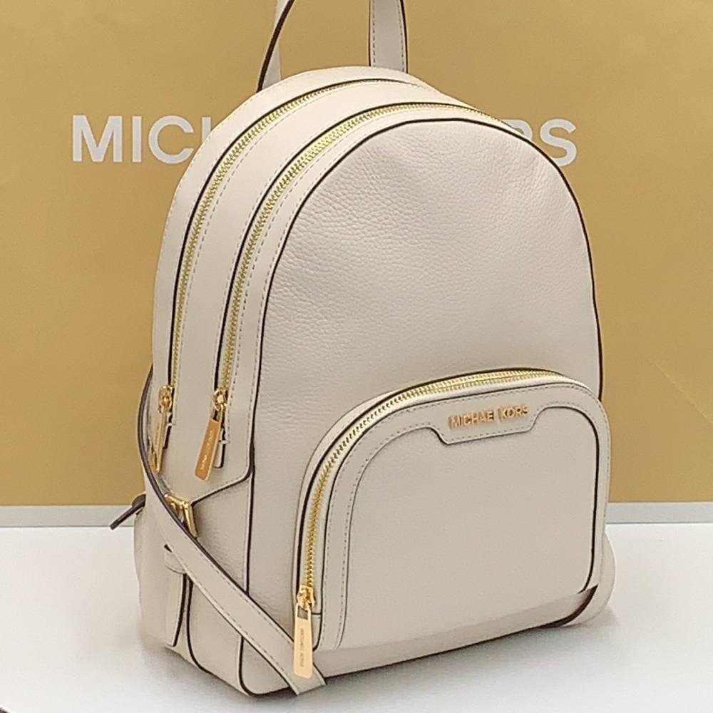 Michael Kors Jaycee medium Cream Backpack with Gold Accents